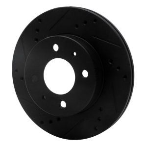 Hyundai Accent Brake Rotor (1) - Front Left - R1 Concepts - Drilled & Slotted - Black - `00-`02
